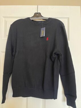 Polo by Ralph Lauren Black Crewneck Sweater with Red Pony